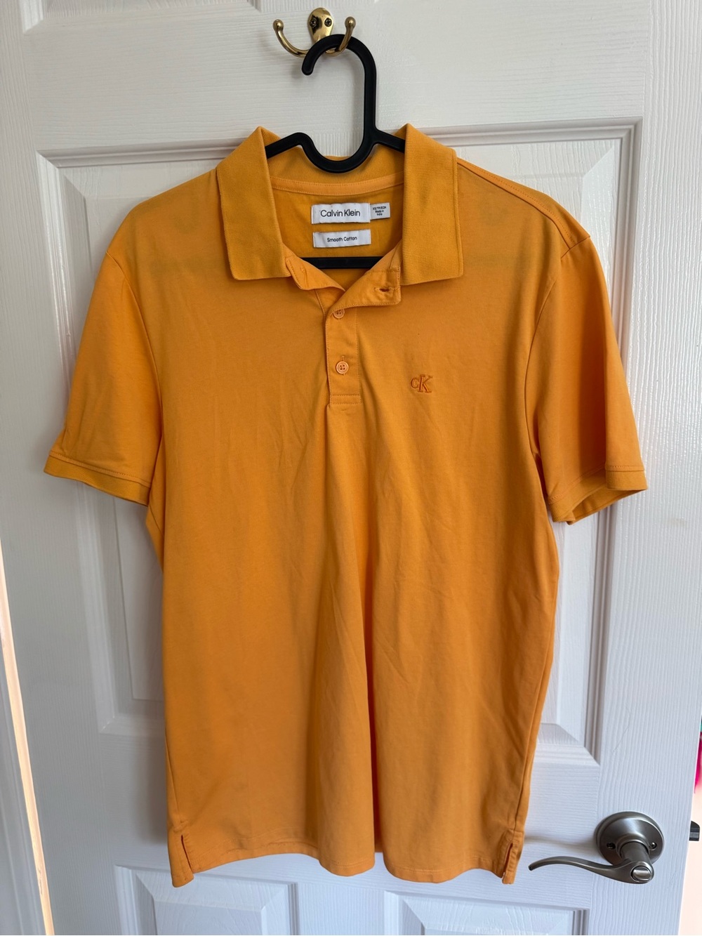 Calvin Klein Men's Bright Orange Polo with CK Embroidery